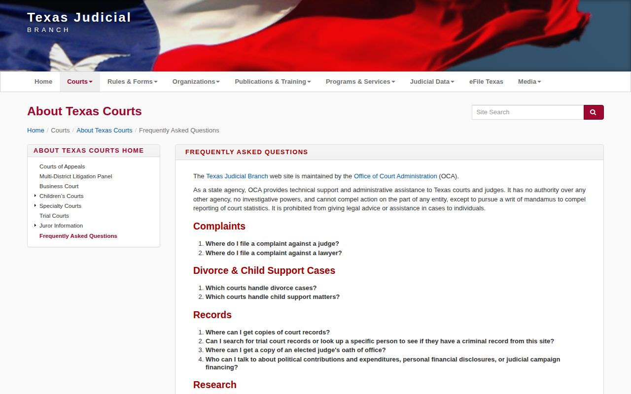 Roberts County court disposition research through Texas court record guidance